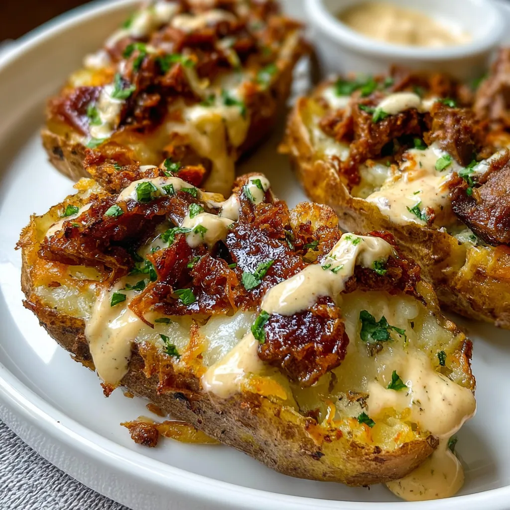 Ultimate Loaded Potato Skins with Melted Cheese, Crispy Bacon and Fresh Toppings